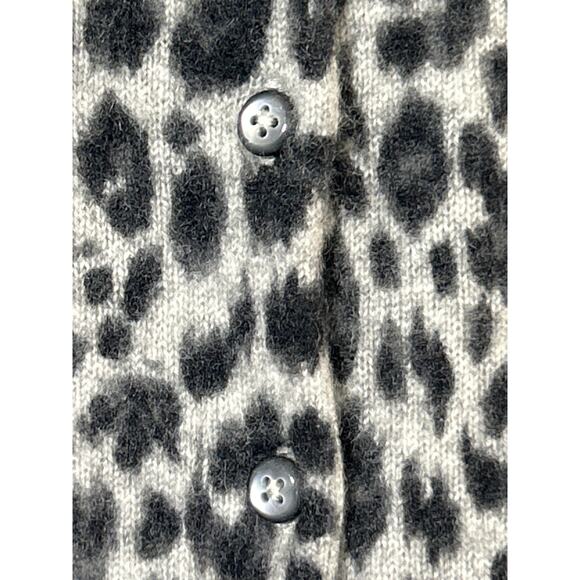 Apt 9 Cardigan Sweater Med Gray Animal Print 100% Cashmere Y2K Cheetah Leopard - Picture 3 of 10